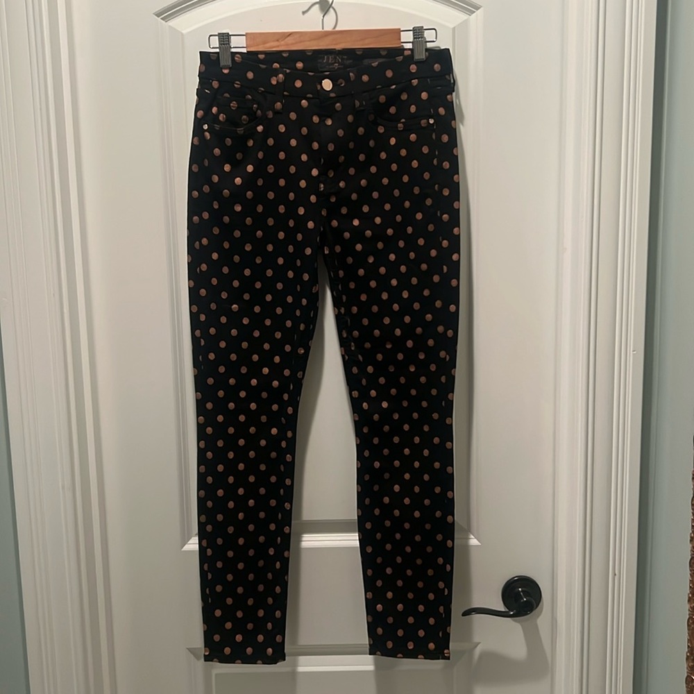Black with bronze dot pants, size 6 ankle skinny Jen 7 by 7 for All Mankind